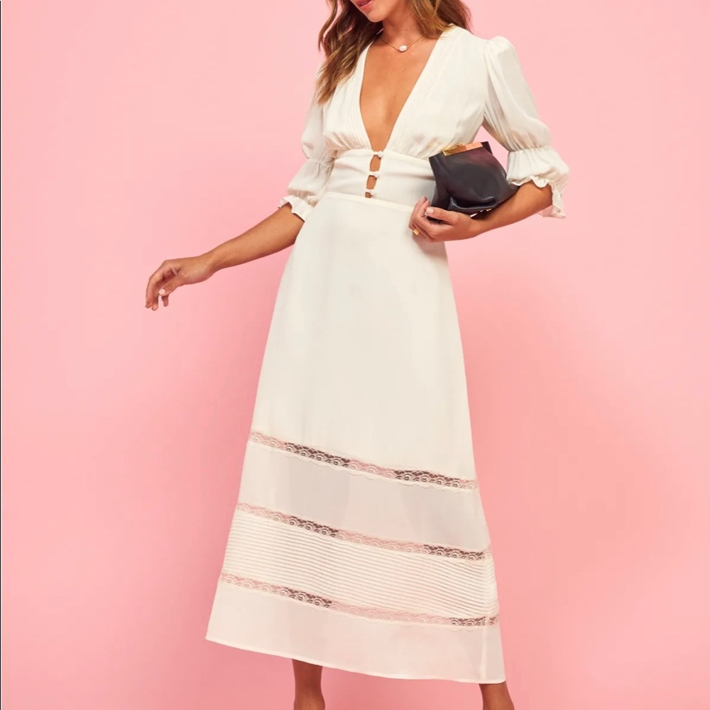 Reformation White midi dress